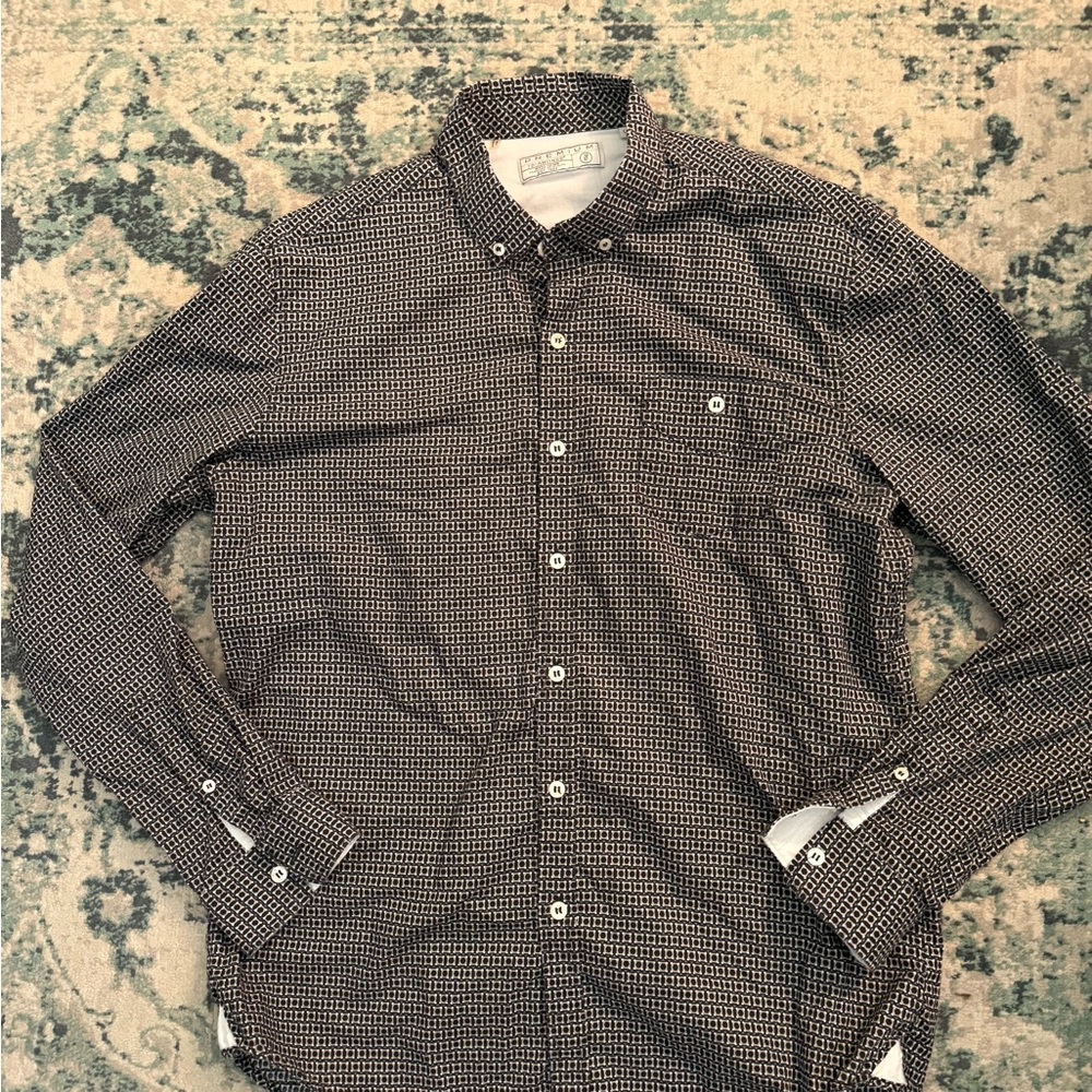 7 Diamonds Black and White Geometric Shirt